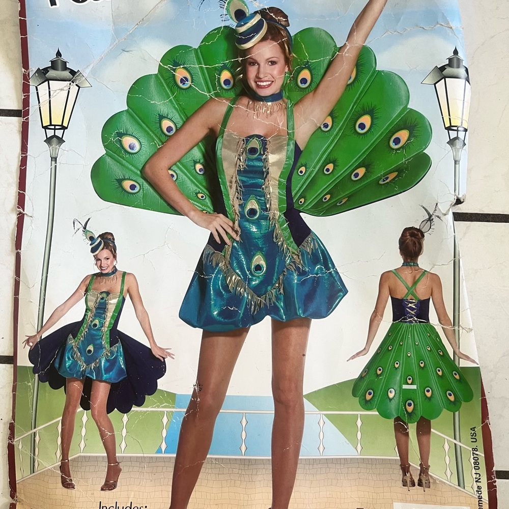 Peacock Costume with Green and Blue Feathers